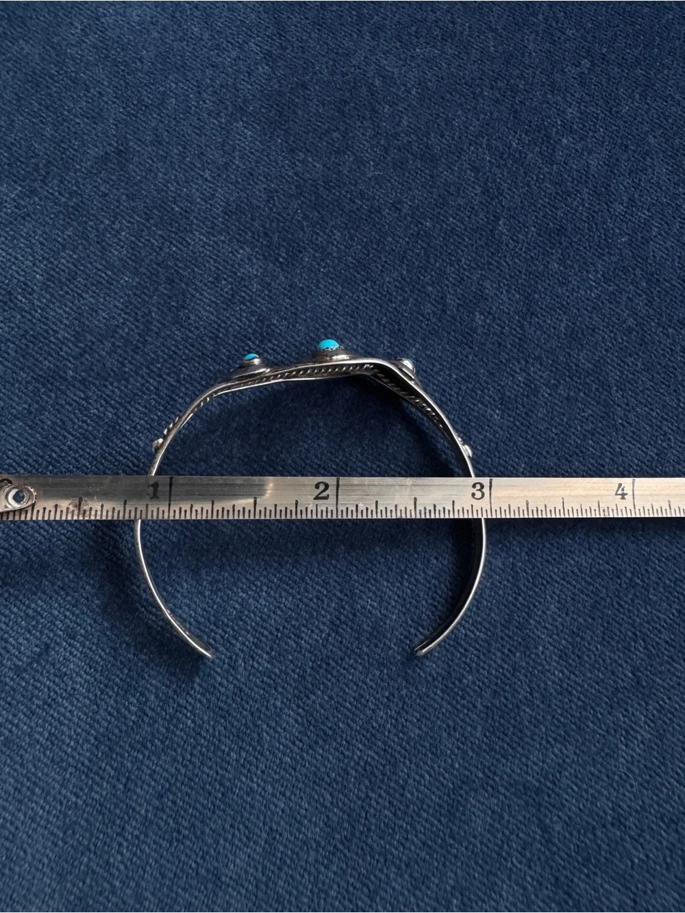 Vintage Native American Sterling Silver Turquoise Bear Paw Cuff Bracelet